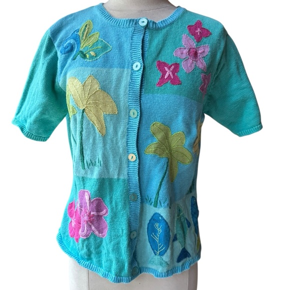 1990s In Stitches by Eagle’s Eye Floral Button Down Cardigan‎ - Picture 1 of 6